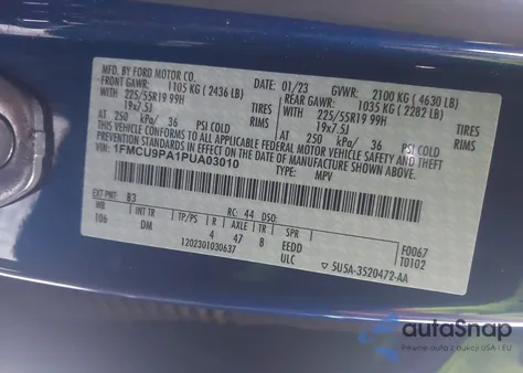 2023 Ford Escape St-Line Elite z USA, uszkodzony, nr VIN 1FMCU9PA1PUA03010